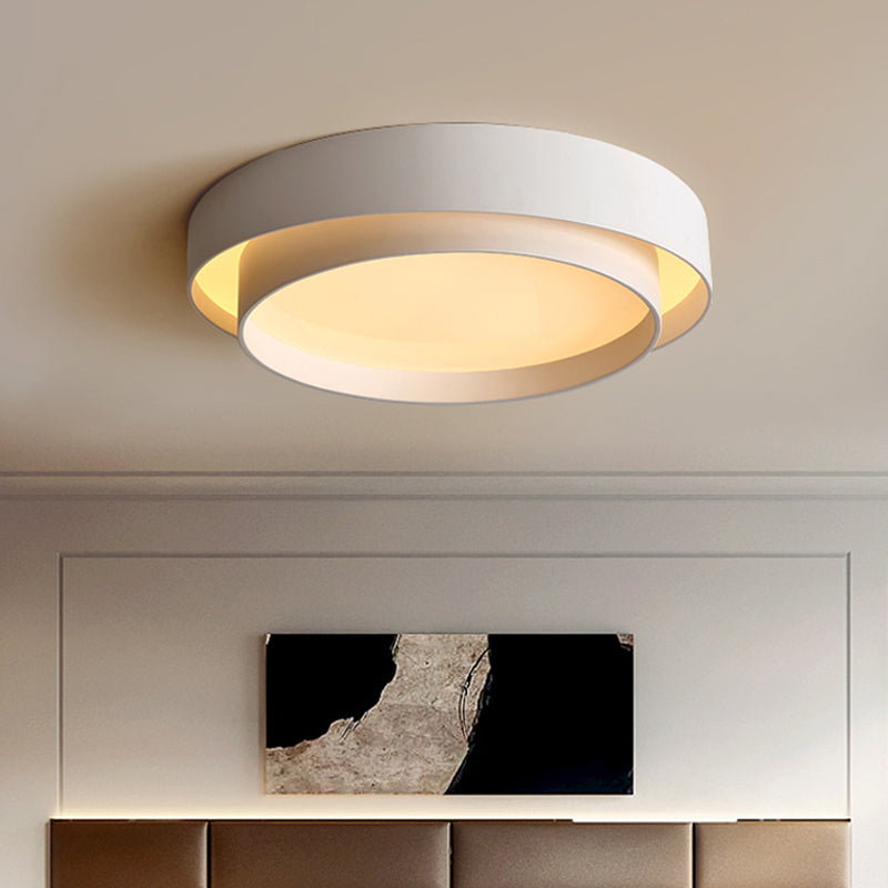 Simple LED Flush Mount Acrylic White/Black Circle Ceiling Light Fixture – 16"/19.5" Wide [Warm/White Light]