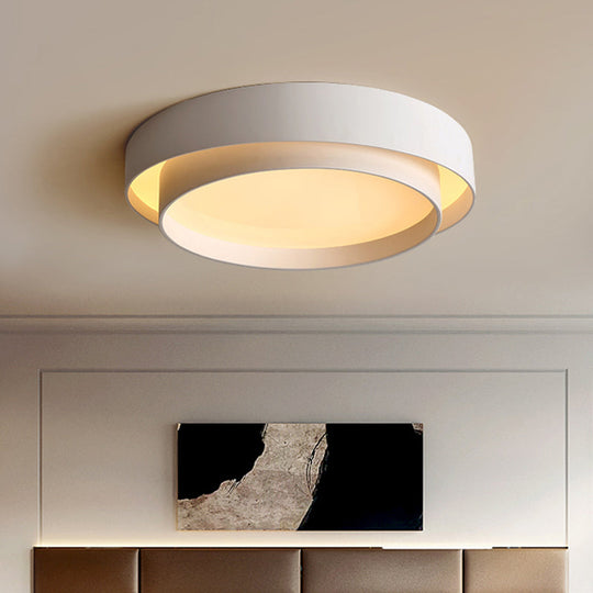 Simple Led Flush Mount Acrylic White/Black Circle Ceiling Light Fixture 16/19.5 Wide [Warm/White