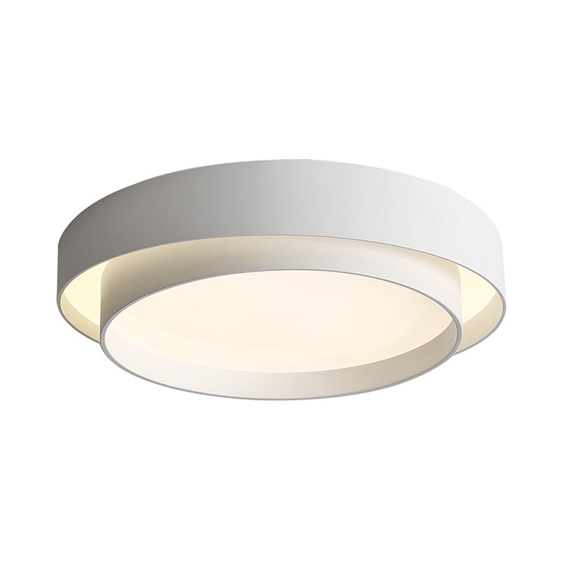 Simple Led Flush Mount Acrylic White/Black Circle Ceiling Light Fixture 16/19.5 Wide [Warm/White