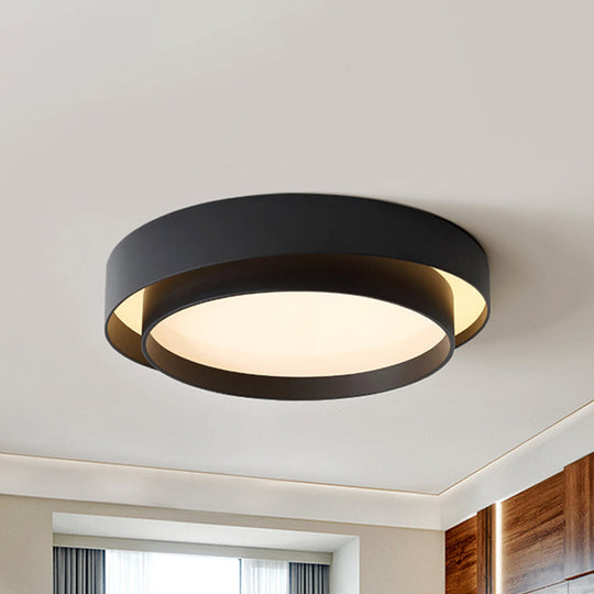 Simple Led Flush Mount Acrylic White/Black Circle Ceiling Light Fixture 16/19.5 Wide [Warm/White