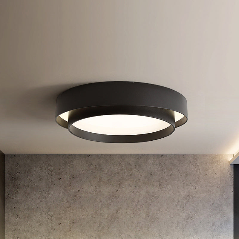 Simple LED Flush Mount Acrylic White/Black Circle Ceiling Light Fixture – 16"/19.5" Wide [Warm/White Light]