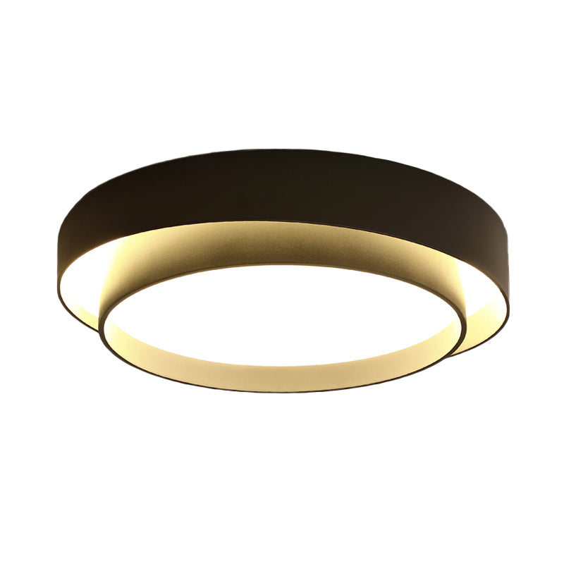 Simple LED Flush Mount Acrylic White/Black Circle Ceiling Light Fixture – 16"/19.5" Wide [Warm/White Light]