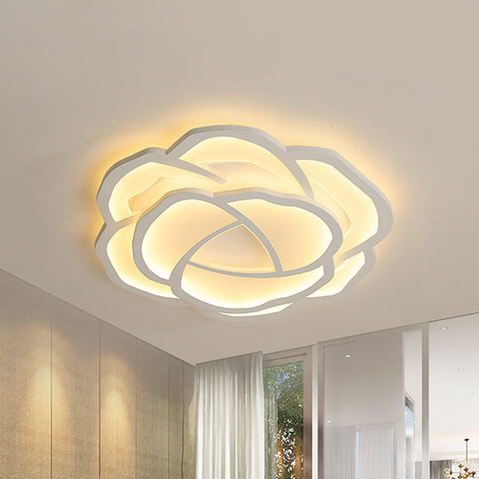 Romantic LED Flush Mount Acrylic White Rose Ceiling Light, 16.5/20.5 Inches Wide