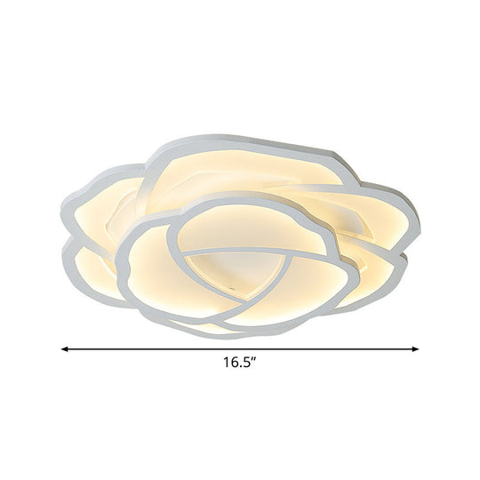 Romantic LED Flush Mount Acrylic White Rose Ceiling Light, 16.5/20.5 Inches Wide