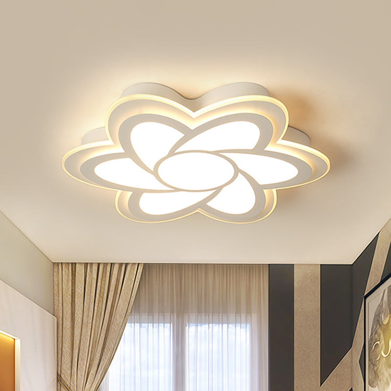 16.5"/20.5" Flower LED Ceiling Lamp - Modernist Acrylic White Flush Mount for Office Lighting