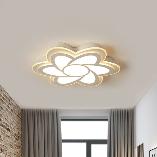 16.5/20.5 Flower Led Ceiling Lamp - Modernist Acrylic White Flush Mount For Office Lighting / 16.5