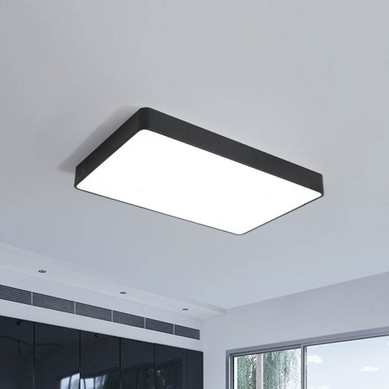 Rectangular Led Flush Ceiling Light - Black/White Iron Simplicity With Acrylic Diffuser Black