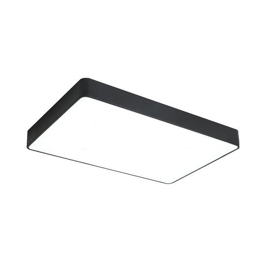 Rectangular LED Flush Ceiling Light - Black/White Iron Simplicity with Acrylic Diffuser