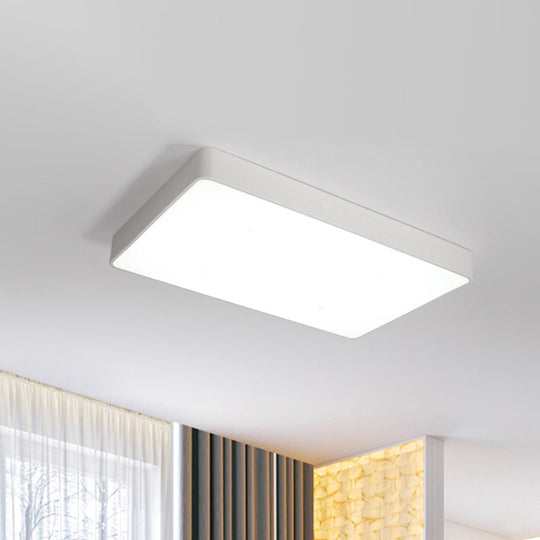 Rectangular LED Flush Ceiling Light - Black/White Iron Simplicity with Acrylic Diffuser