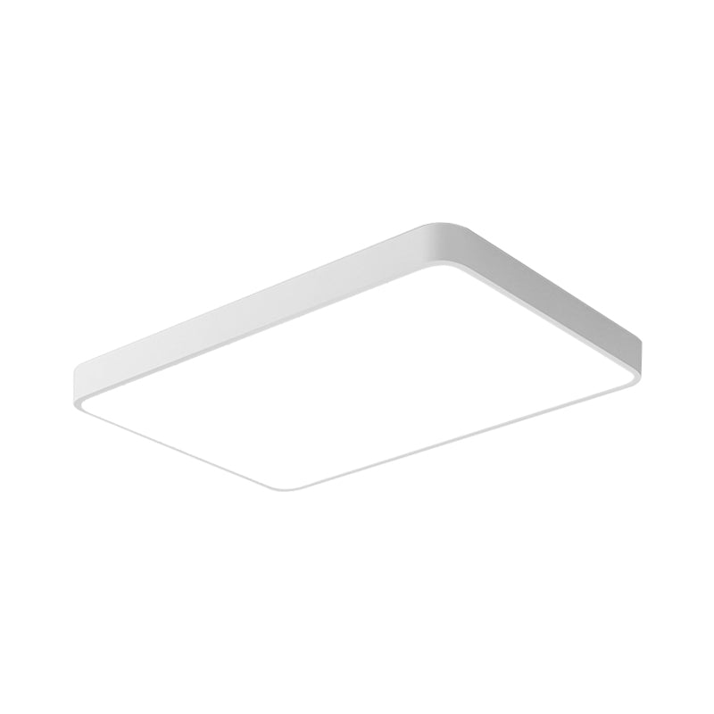 Rectangular LED Flush Ceiling Light - Black/White Iron Simplicity with Acrylic Diffuser