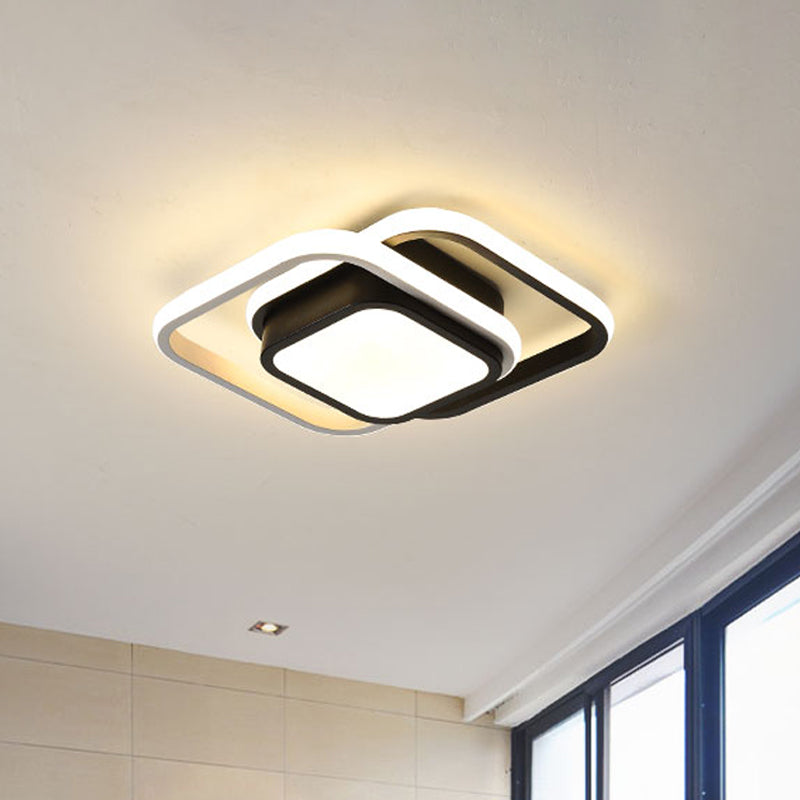 Acrylic LED Flushmount Simplicity Black-White Ceiling Light for Dress Room - Warm/White Light