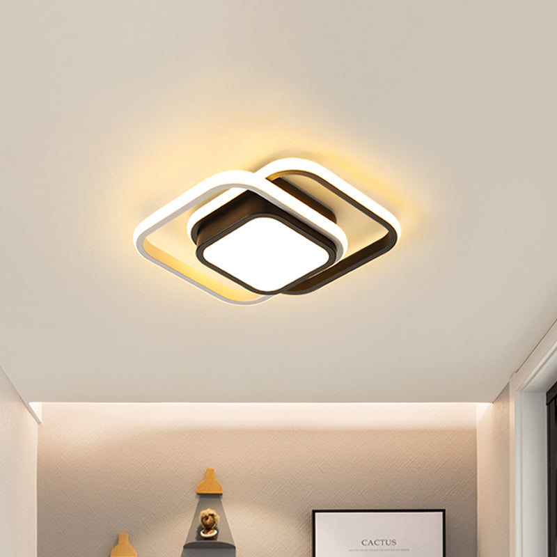 Acrylic LED Flushmount Simplicity Black-White Ceiling Light for Dress Room - Warm/White Light