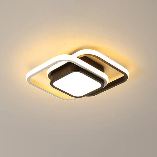 Acrylic LED Flushmount Simplicity Black-White Ceiling Light for Dress Room - Warm/White Light