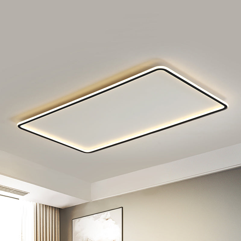 Sleek Black Acrylic Led Ceiling Light - Ultra-Thin Panel Simplicity Flush Mounted For Living Room