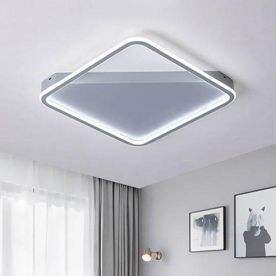 Sleek Square Hoop Ceiling Flush LED Lighting for Bedroom - 16.5"/22" Wide Iron Flush Mount with Warm/White Light