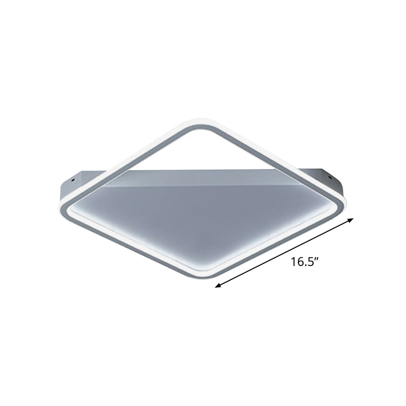 Sleek Square Hoop Ceiling Flush LED Lighting for Bedroom - 16.5"/22" Wide Iron Flush Mount with Warm/White Light