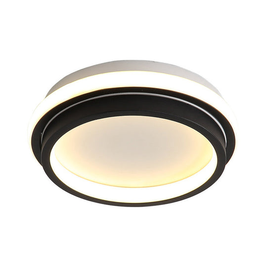 Black and White Minimalist LED Ceiling Lamp with Recessed Diffuser - Small Square/Round Flush Light in Warm/White Light