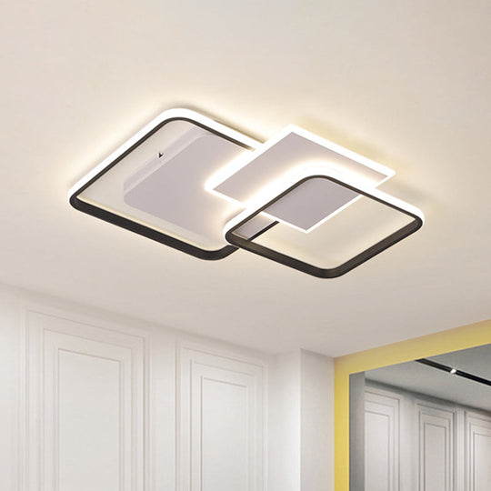 Modern Strewed Design Square Flush Led Ceiling Light For Bedroom - 18/24.5 Warm/White Black-White