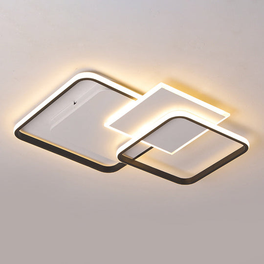 Modern Strewed Design Square Flush Led Ceiling Light For Bedroom - 18/24.5 Warm/White Black-White