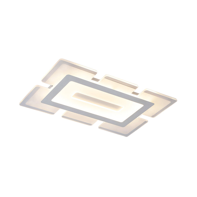 Modern Acrylic Ultrathin Rectangle Ceiling Lamp - 23.5"/35.5" Long LED Flush Mount - Warm/White Light - Cutout Design