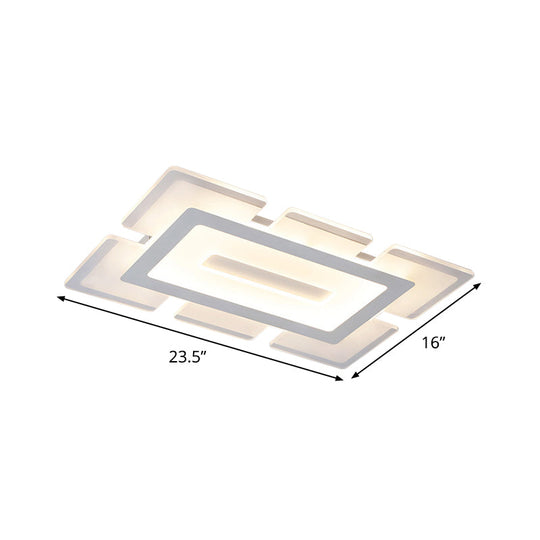 Modern Acrylic Ultrathin Rectangle Ceiling Lamp - 23.5"/35.5" Long LED Flush Mount - Warm/White Light - Cutout Design