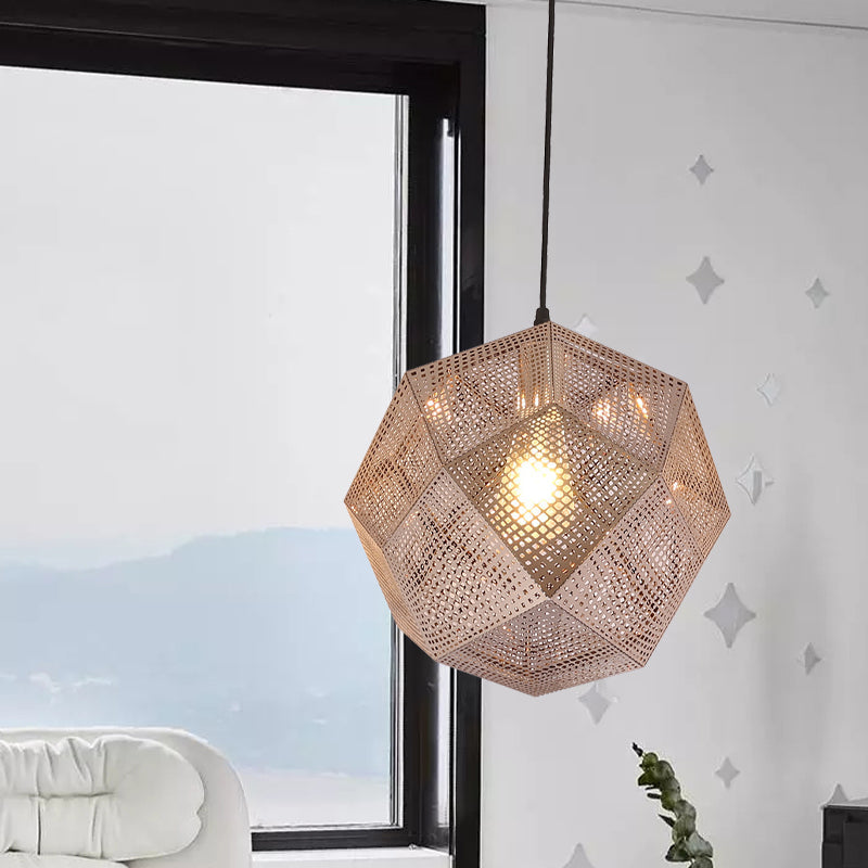 10/12.5 Retro Mesh Globe Stainless Steel Pendant Light In Chrome/Gold: Modern Splice Design 1 Bulb