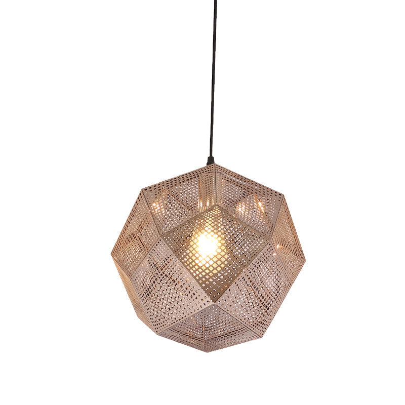 10/12.5 Retro Mesh Globe Stainless Steel Pendant Light In Chrome/Gold: Modern Splice Design 1 Bulb