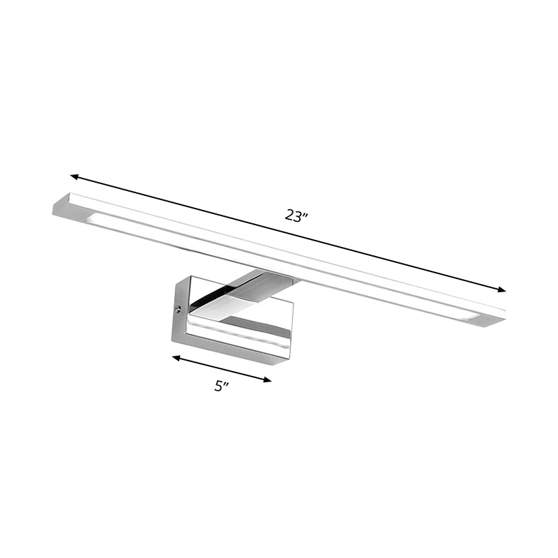 Led Bathroom Vanity Lighting - 19/23 W Rectangle Acrylic Shade Sconce Wall Light Nickel Finish