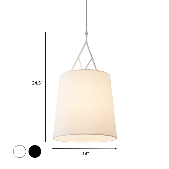 Modern Fabric Pendant Light Fixture With 1 Head In Black/White - Perfect For Bedroom