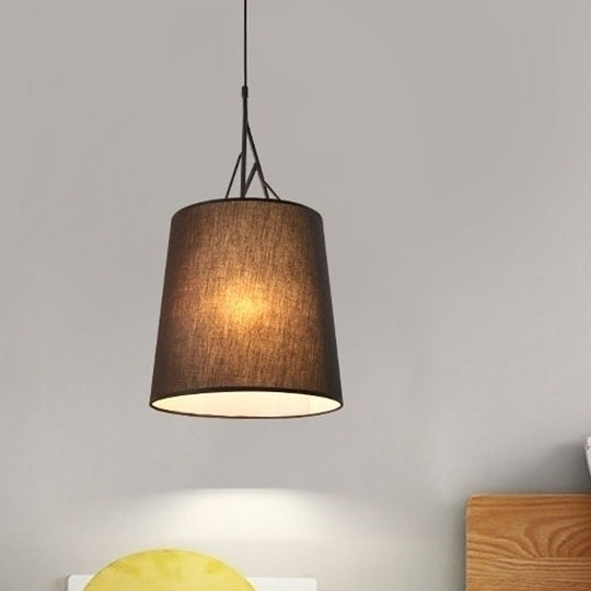 Modern Fabric Pendant Light Fixture With 1 Head In Black/White - Perfect For Bedroom 110V-120V /