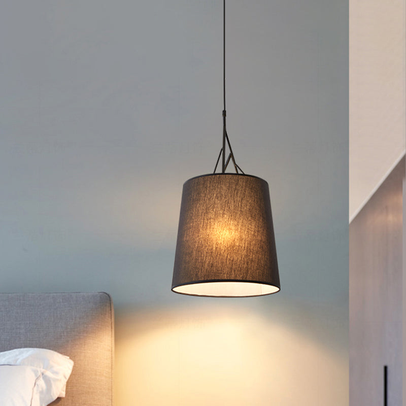 Modern Fabric Pendant Light Fixture With 1 Head In Black/White - Perfect For Bedroom