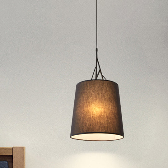 Modern Fabric Pendant Light Fixture With 1 Head In Black/White - Perfect For Bedroom