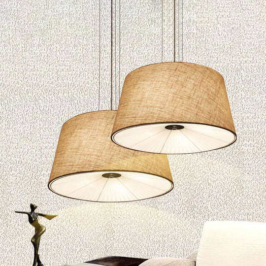 Modern 5-Bulb Cone Ceiling Chandelier With Incurvated Diffuser In Flaxen Fabric