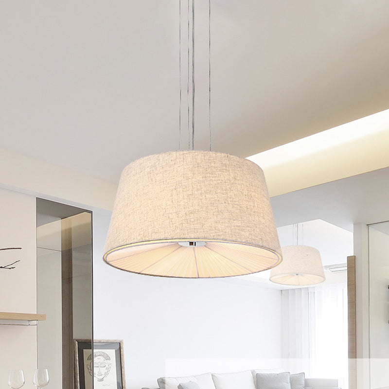 Modern 5-Bulb Cone Ceiling Chandelier With Incurvated Diffuser In Flaxen Fabric