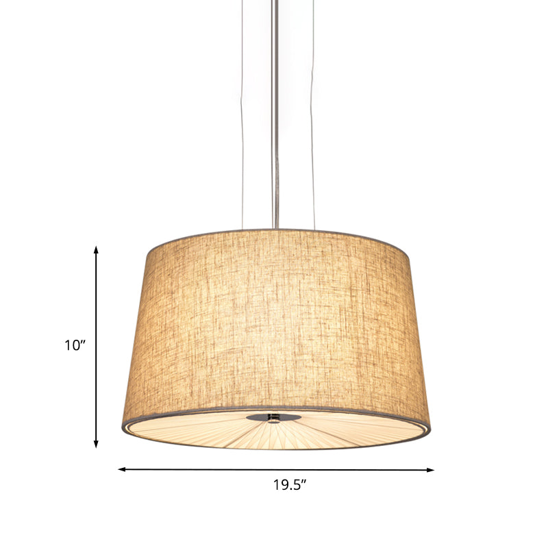 Modern Cone Ceiling Chandelier Fabric Light with Diffuser - Flaxen Finish