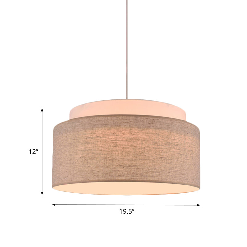 Modern Flaxen Double Circular Chandelier Light - 5-Bulb Hand-Woven Fabric Drop Lamp For Hotels