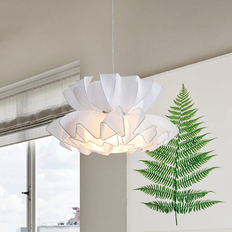 White Frill Restaurant Ceiling Pendant Lamp Kit - 2-Tier Modernist Design