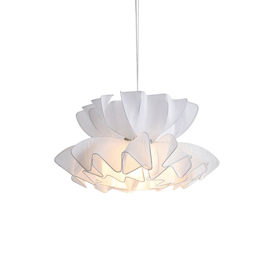 White Frill Restaurant Ceiling Pendant Lamp Kit - 2-Tier Modernist Design