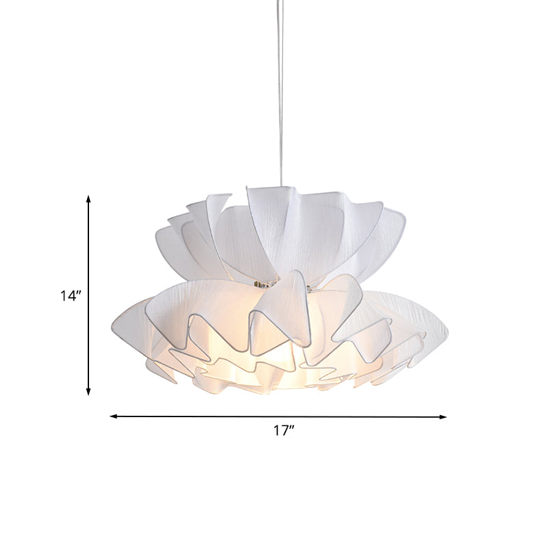 White Frill Restaurant Ceiling Pendant Lamp Kit - 2-Tier Modernist Design