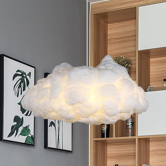 Modern Cloudy Art Silk Chandelier: Stylish Pendant Ceiling Light With 3 Bulbs In White