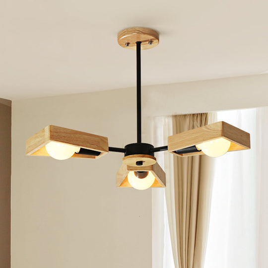 Modern Black/White Burst Flush Mount Chandelier with Swivelable Frame - 3/5 Bulbs Wood Semi Flush Ceiling Light