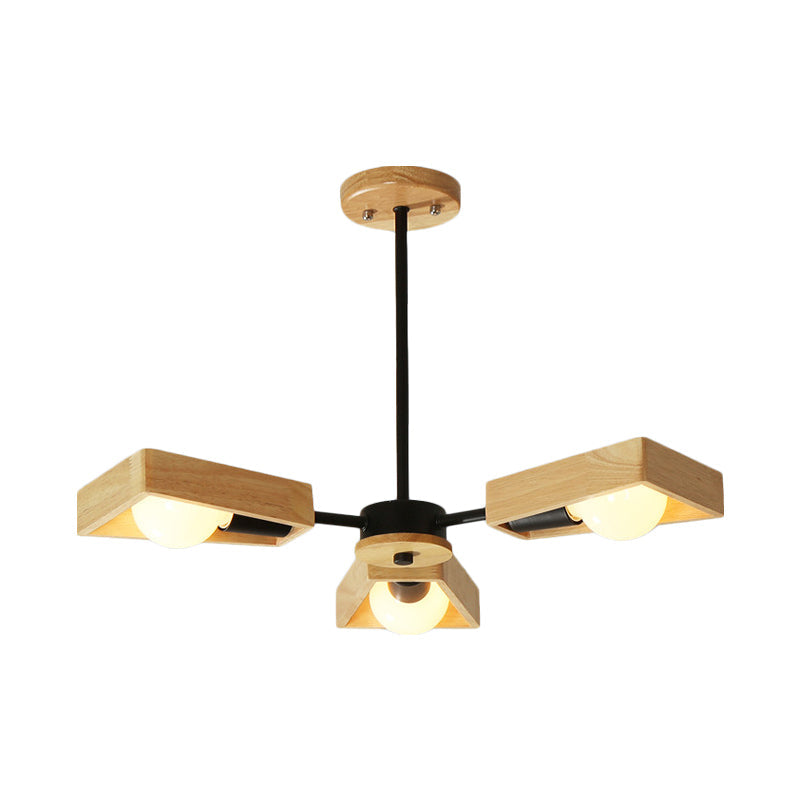 Modern Black/White Burst Flush Mount Chandelier with Swivelable Frame - 3/5 Bulbs Wood Semi Flush Ceiling Light