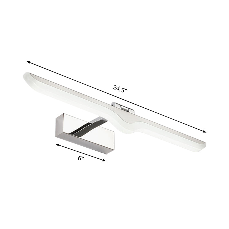 Modern Linear Acrylic Vanity Light Fixture - Led Nickel Finish Wall Sconce Lamp In Warm/White