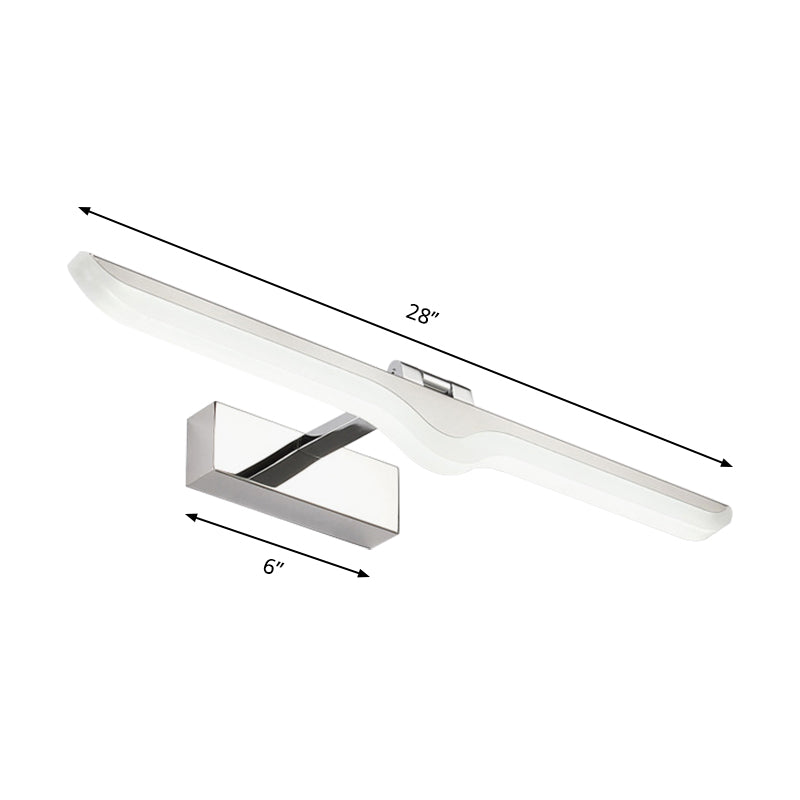 Modern Linear Acrylic Vanity Light Fixture - Led Nickel Finish Wall Sconce Lamp In Warm/White