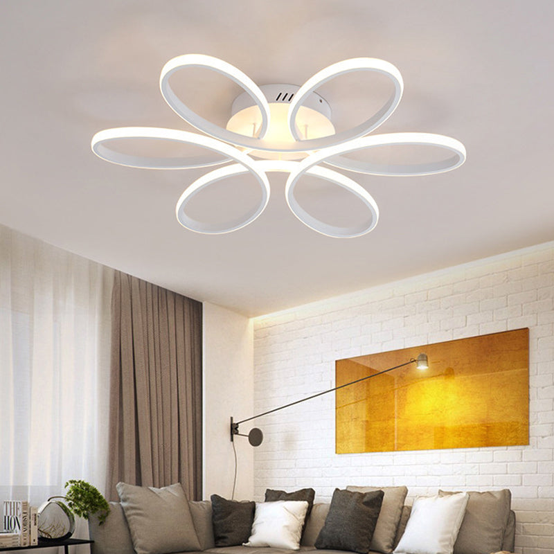 Modern White Blossom Flush-Mount LED Ceiling Lamp (23/29 Inches) for Living Room