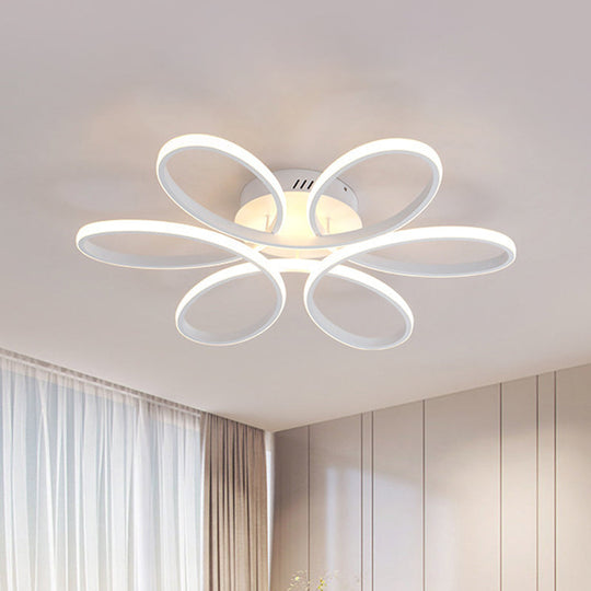 Modern White Blossom Flush-Mount LED Ceiling Lamp (23/29 Inches) for Living Room