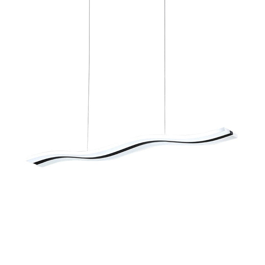 Waveform Drop Pendant Acrylic LED Hanging Light Fixture in Black, Warm/White Light for Office