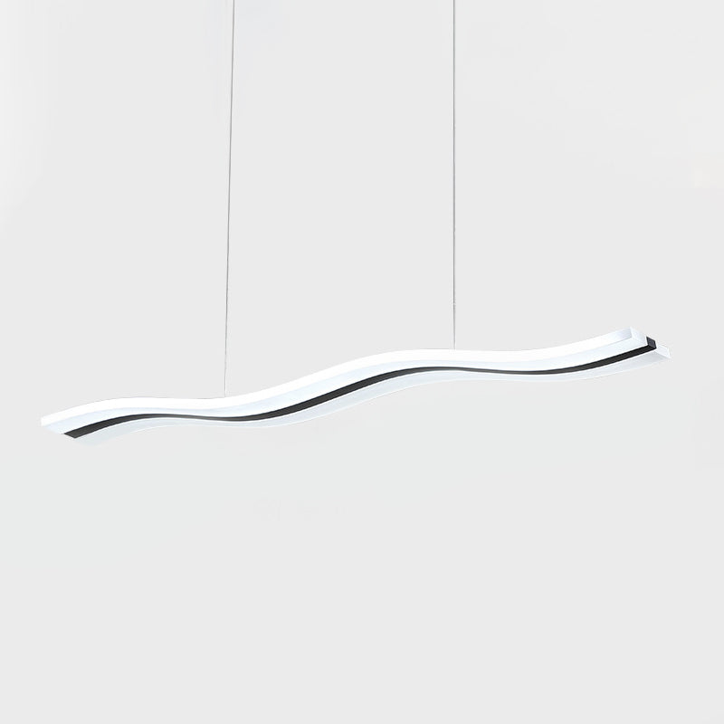 Waveform Drop Pendant Acrylic LED Hanging Light Fixture in Black, Warm/White Light for Office