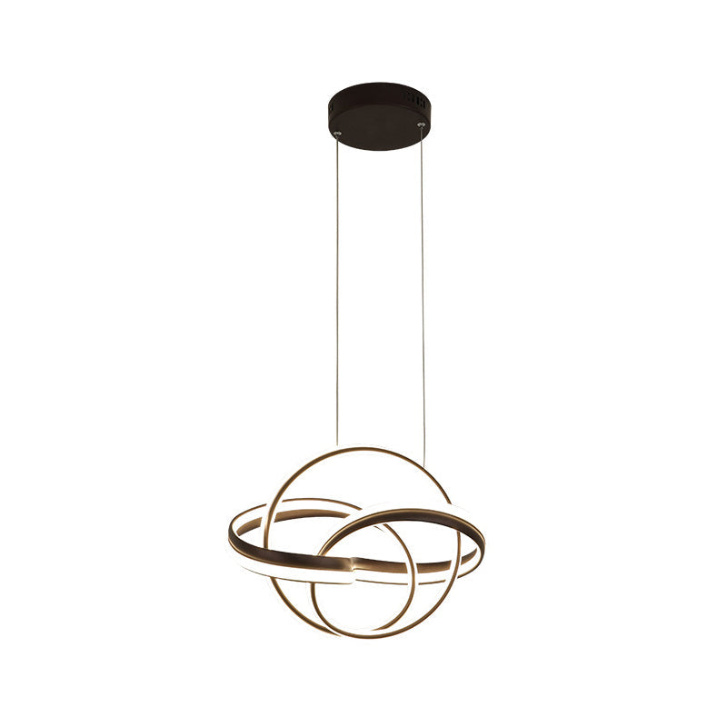 Modern Cycle Acrylic Led Chandelier Light Fixture In White/Coffee Perfect For Over Table