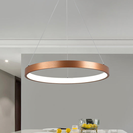 Gold Metallic Minimalist Led Hoop Chandelier - Warm/White Light 1/2/3-Tier Ceiling Pendant